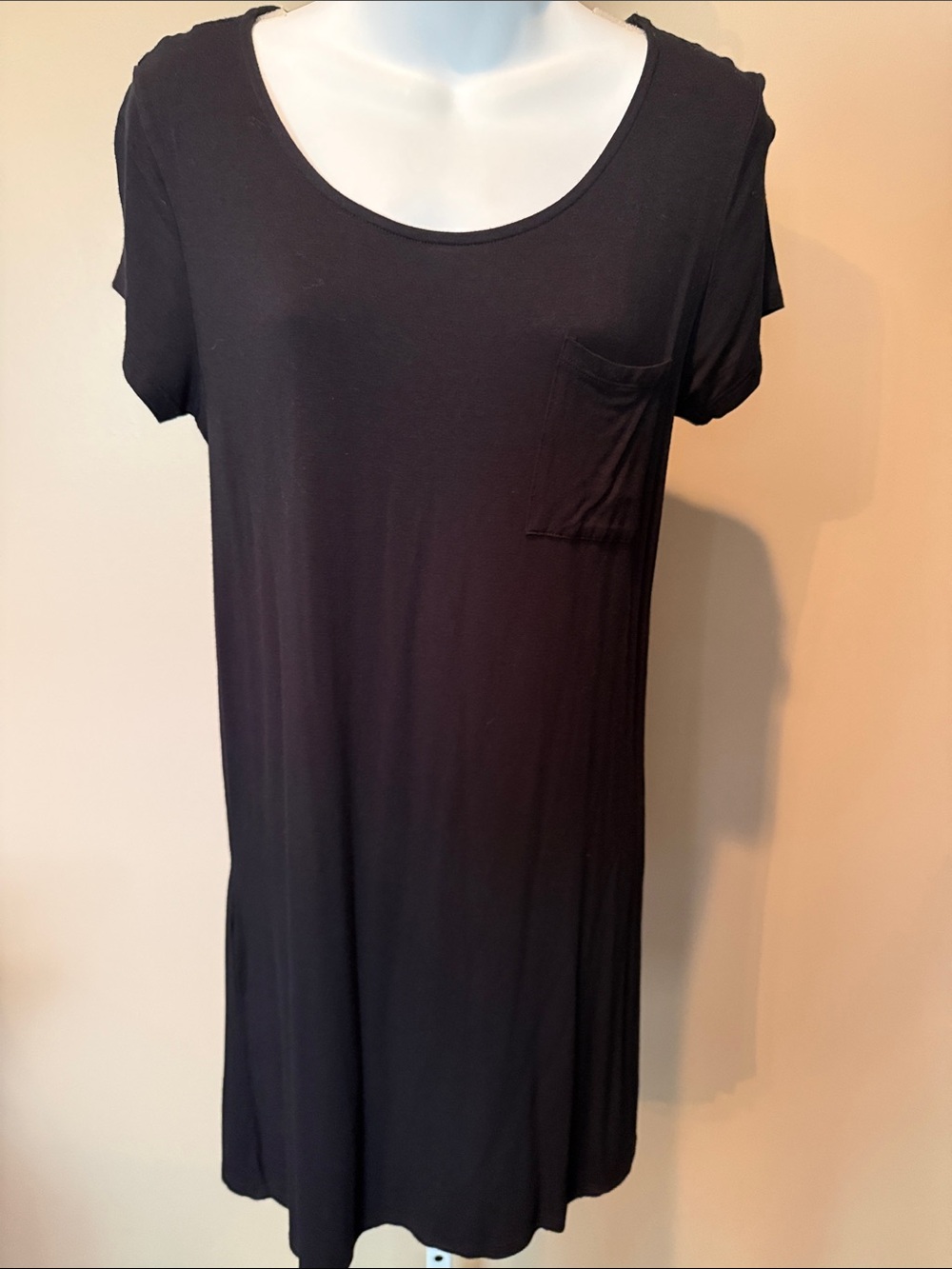 Everyday Black Pocket Tee Dress with decorative back